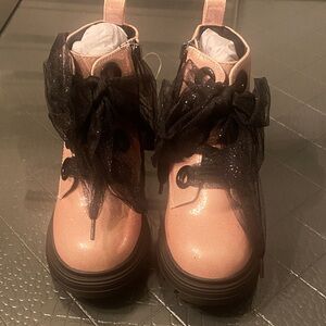 Nina Pink Kids Boots with Black Bow